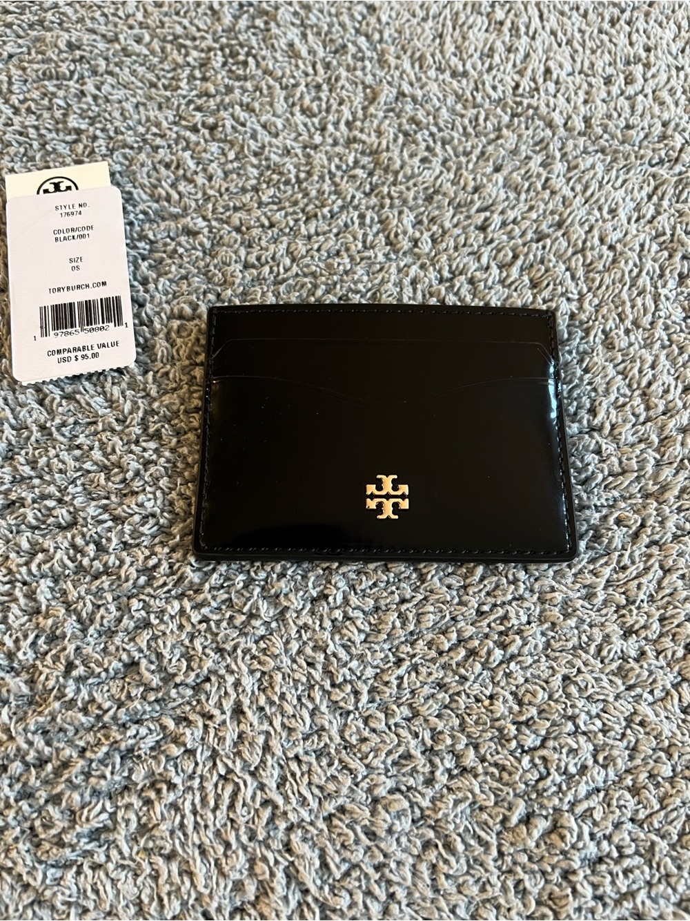 NWT Tory Burch Black Patent Leather Card Case